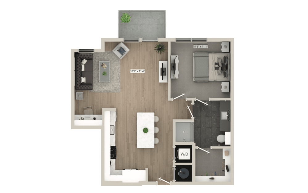 Apartment layout with spacious living areas at Mason + Mill
