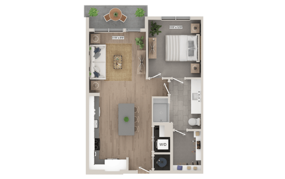 Modern apartment floor plan at Mason + Mill, apartments in Mansfield
