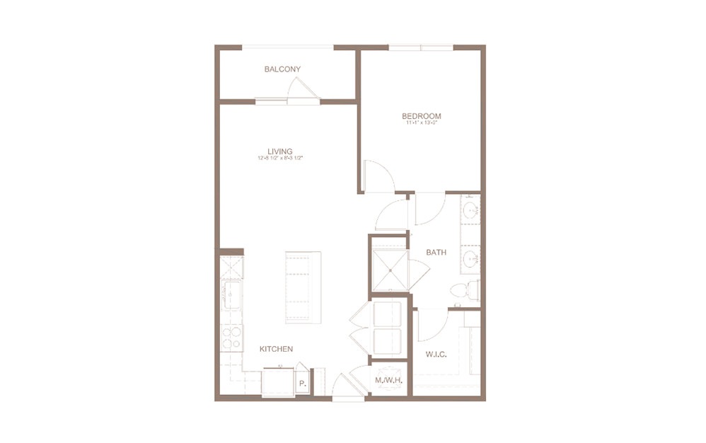A4N - 1 bedroom floorplan layout with 1 bath and 756 square feet. (2D)