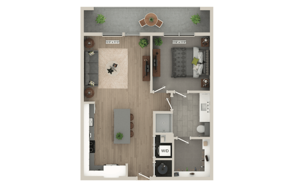 Detailed apartment layout at Mason + Mill, Mansfield apartments