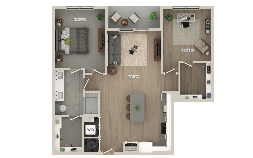 Contemporary apartment layout at Mason + Mill