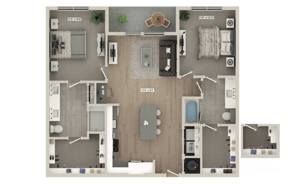 Spacious apartment layout at Mason + Mill, apartments for rent in Mansfield, TX