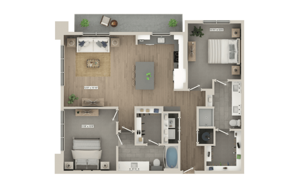 Modern floor plan layout at Mason + Mill, luxury apartments in Mansfield, TX